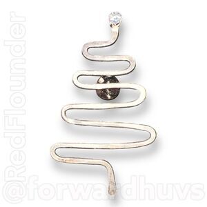 Large Silver Tone Swirl Brooch with Rhinestone